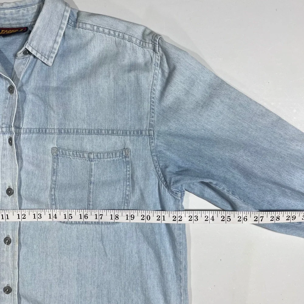 Faded Glory 90s Western Cottagecore Boho Denim Button Down Shirt Womens Medium - Picture 7 of 10